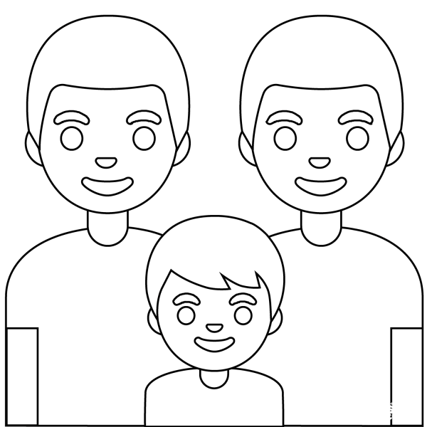 Family Two Men and Boy Emoji coloring page image
