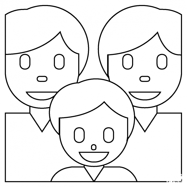 Family Two Men and Boy Emoji coloring page image