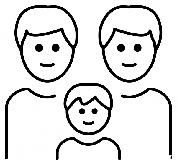 Family Two Men and Boy Emoji coloring page image