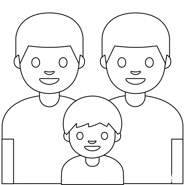 Family Two Men and Boy Emoji coloring page image