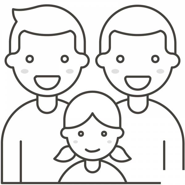 Family Two Men and Girl coloring page image
