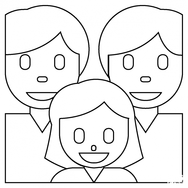 Family Two Men and Girl Emoji coloring page image