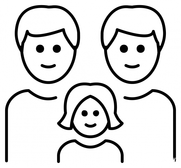Family Two Men and Girl Emoji coloring page image