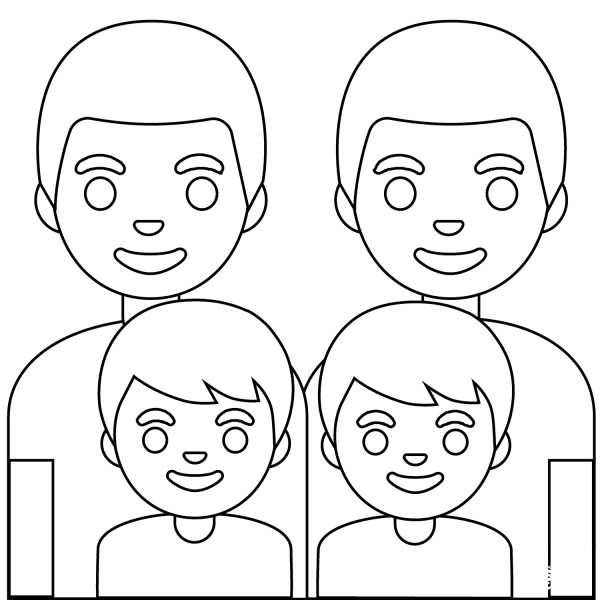 Family Two Men and Two Boys Emoji coloring page image