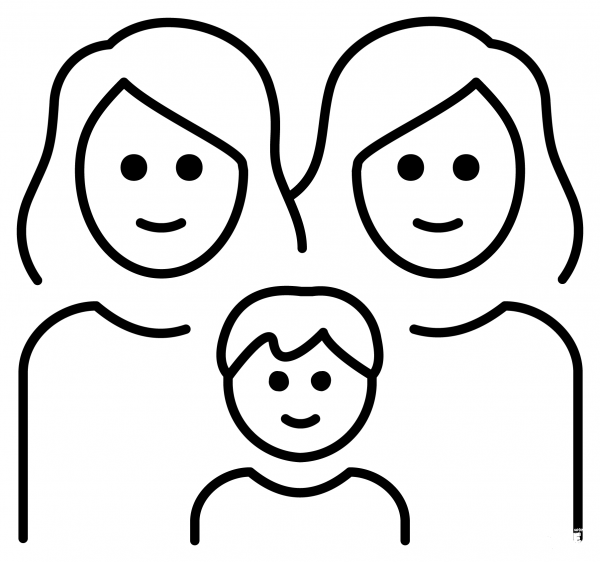 Family Two Women and Boy Emoji coloring page image