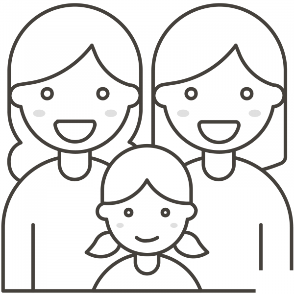 Family Two Women and Girl coloring page image