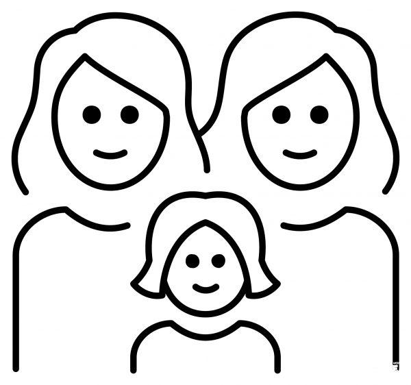 Family Two Women and Girl Emoji coloring page image