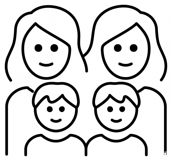 Family Two Women and Two Boys Emoji coloring page image