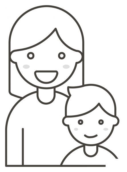 Family Woman and Boy coloring page image