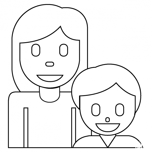 Family Woman and Boy Emoji coloring page image