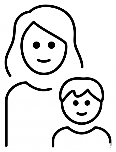 Family Woman and Boy Emoji coloring page image