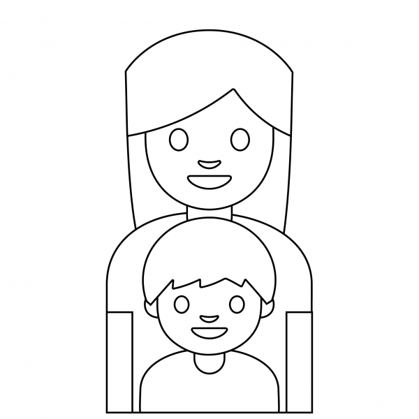 Family Woman and Boy Emoji coloring page image