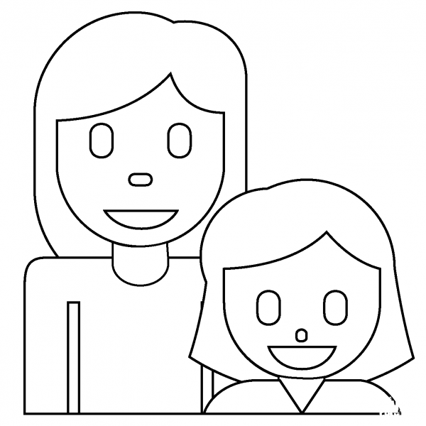 Family Woman and Girl Emoji coloring page image