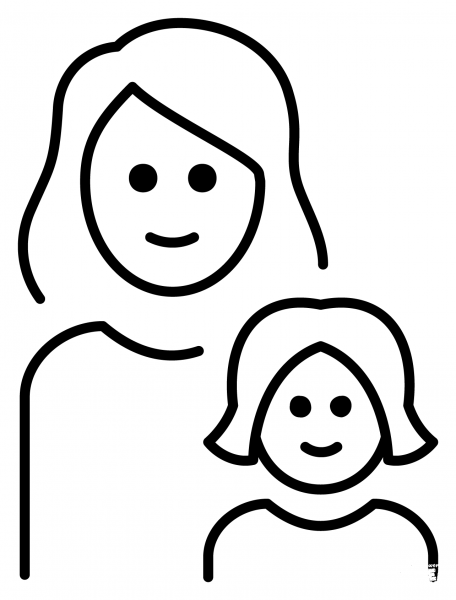 Family Woman and Girl Emoji coloring page image