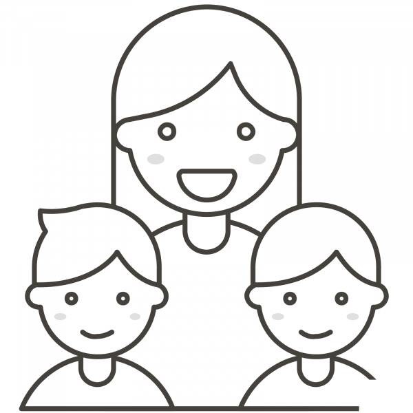 Family Woman and Two Boys coloring page image