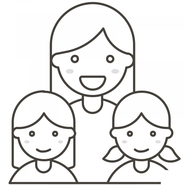Family Woman and Two Girls coloring page image