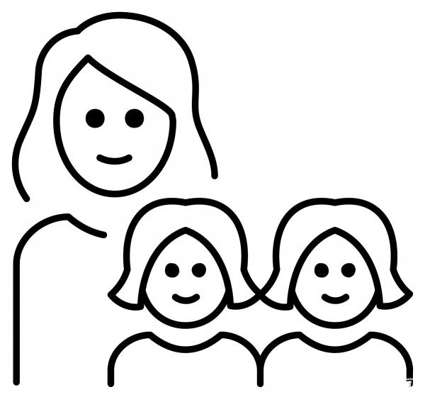 Family Woman and Two Girls Emoji coloring page image