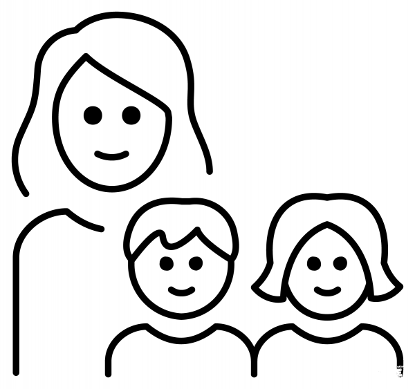 Family Woman with Girl and Boy Emoji coloring page image