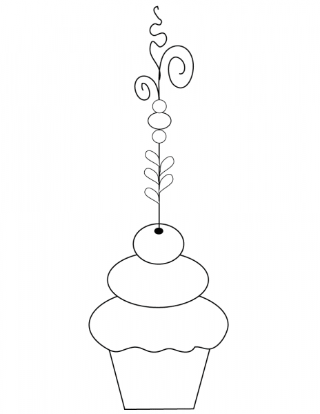 Fancy Cupcake coloring page image