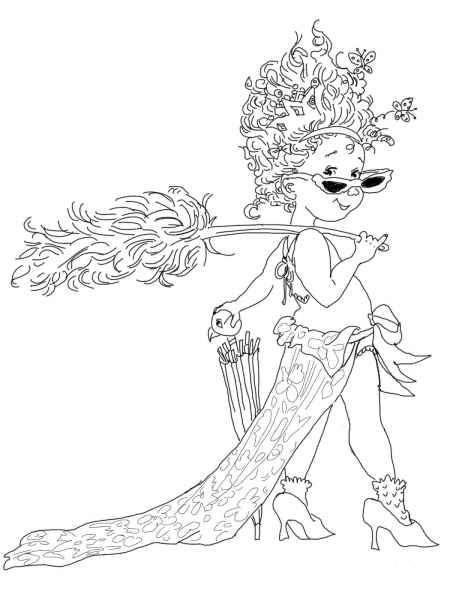 Fancy Nancy with Umbrella coloring page image