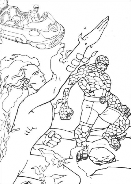 Fantastic Four Are Flying Together  coloring page image