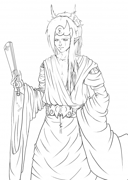 Fantasy Anime Character Feeon by Gabriela Gogonea coloring page image