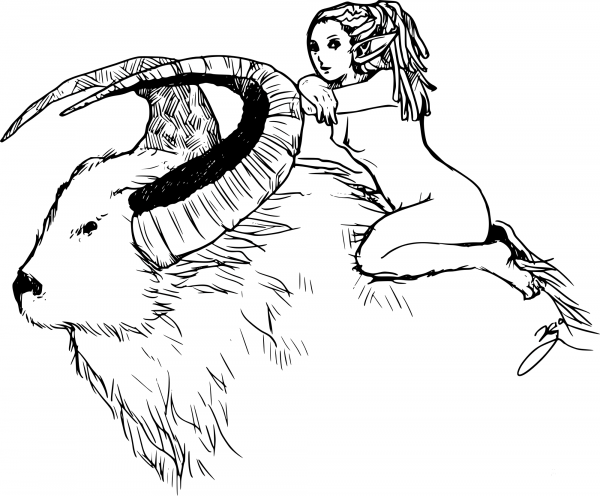 Fantasy Best and Lady coloring page image