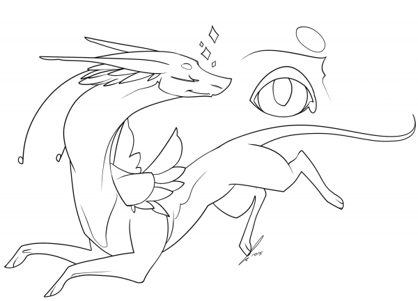 Fantasy Dragon coloring page image