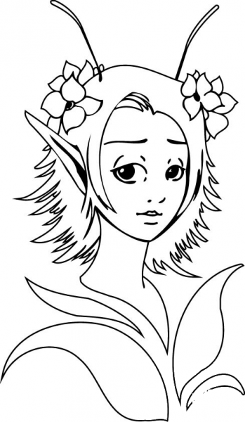 Fantasy Elf Girl coloring page image