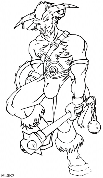 Fantasy Minotaur  coloring page image