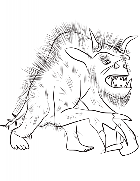 Fantasy Werewolf coloring page image