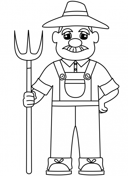 Farmer coloring page image