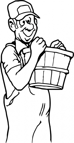 Farmer with Basket Line Art Vers coloring page image