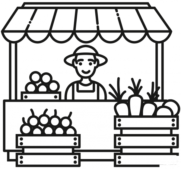 Farmers Market coloring page image