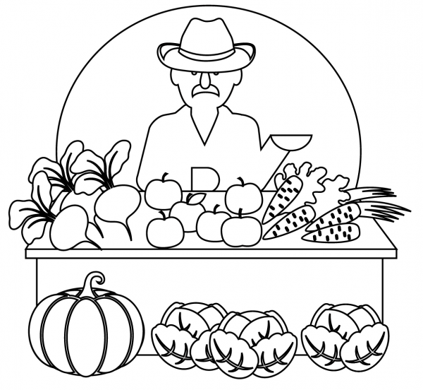 Farmers Market coloring page image