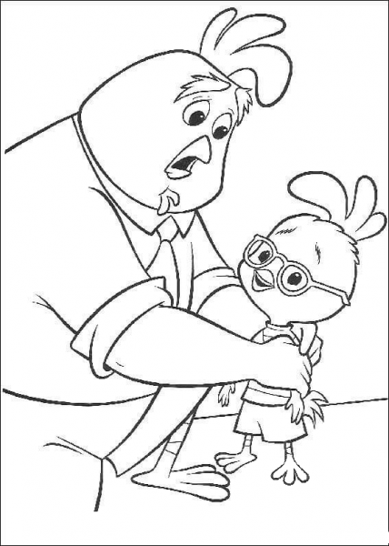 Father Cares About Chicken Little  coloring page image