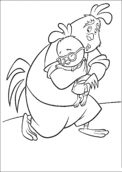 Father Hugs Chicken Little  coloring page image