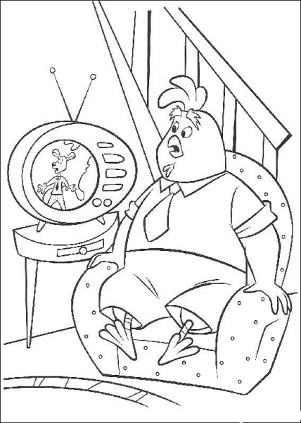 Father Is Watching Tv  coloring page image