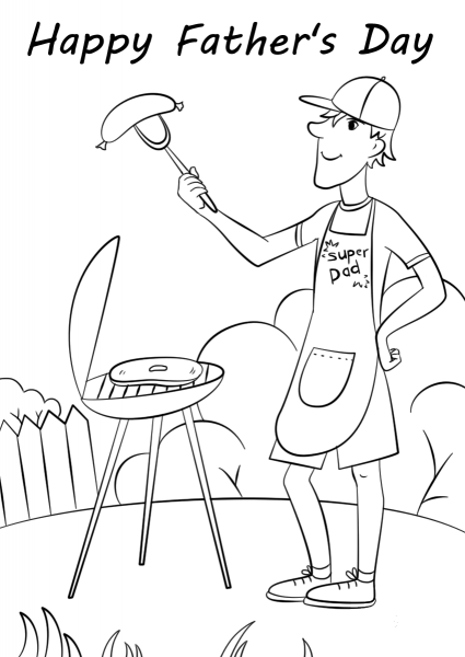 Father’s Day Grill coloring page image
