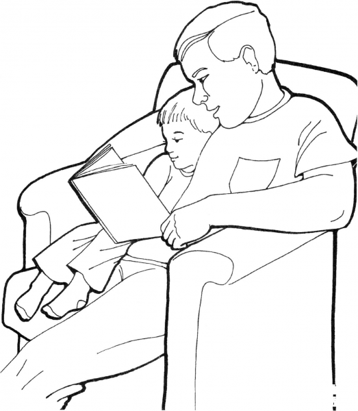 Father With His Son  coloring page image