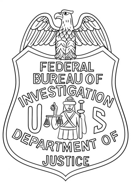 FBI Badge coloring page image