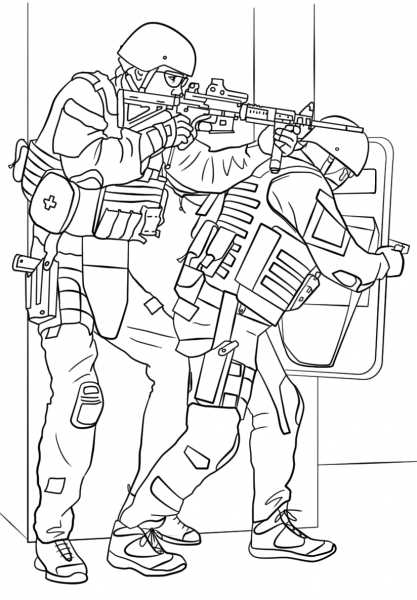 FBI SWAT Team coloring page image