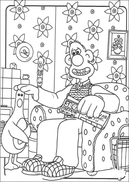 Feathers McGraw and Wallace coloring page image