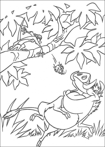 Feeding Time of Pumbaa coloring page image