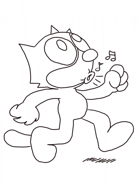 Felix the Cat Whistling coloring page image