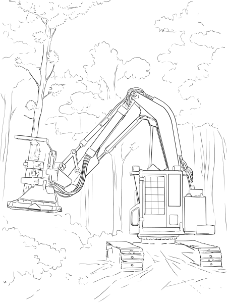Feller Buncher coloring page image