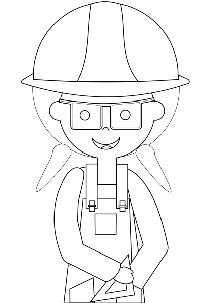 Female Construction Worker coloring page image