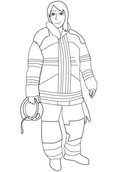 Female Firefighter coloring page image
