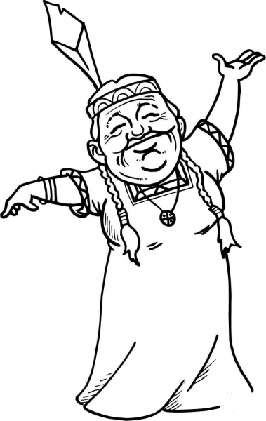 Female Navajo coloring page image