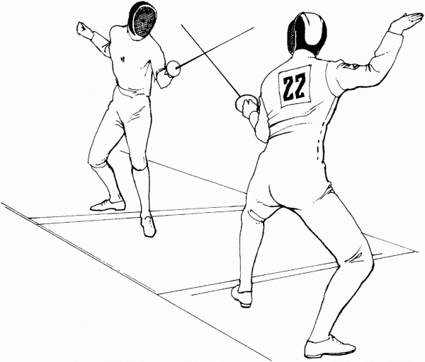 Fencing Fighting coloring page image